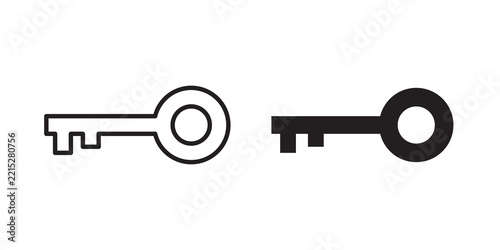 Key icon flat outline in black