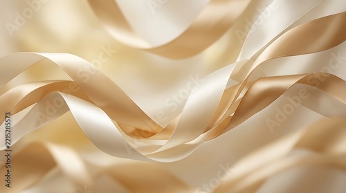 Abstract elegant background of flowing gold and cream silk ribbons