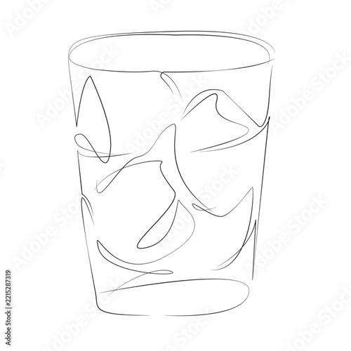 One continuous single drawing line art flat doodle whiskey, drink, gold, bourbon, glasses, alcohol, ice, scotch, brandy, liquid. Isolated image hand draw contour on a white background, hand drawn, not