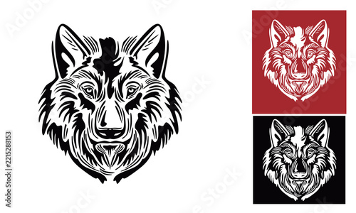 brave wild fox head logo, simple big danger animal vector illustration