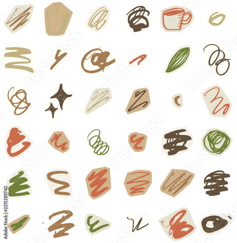 Hand drawn abstract scrapbook paper set illustration