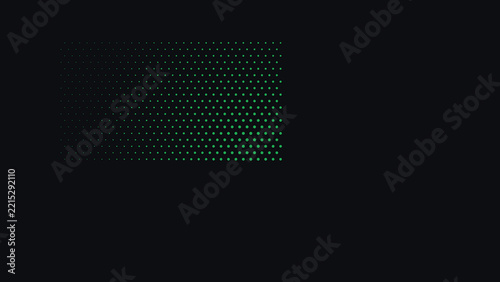 Green halftone dot pattern rectangle on black background with copy space for modern design