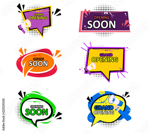 Set of Vector Bubble chat Decorative Grand opening or coming soon illustration