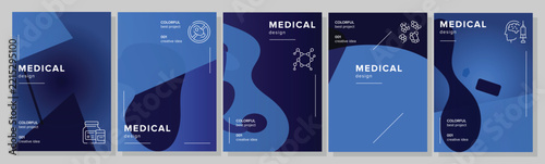 Customizable layered bulletin medical abstract geometric a4 poster. horizontal organic, wavy polygons, impact tranquil, nouveau aesthetic vector medical background illustration