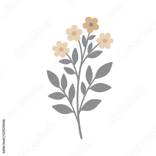Stylized floral branch with leaves and flowers