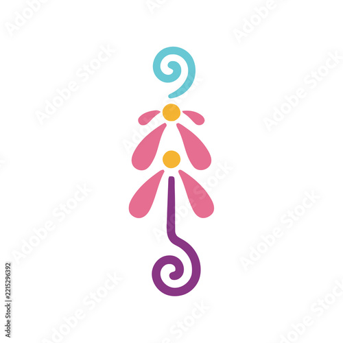 Stylized floral element with swirls