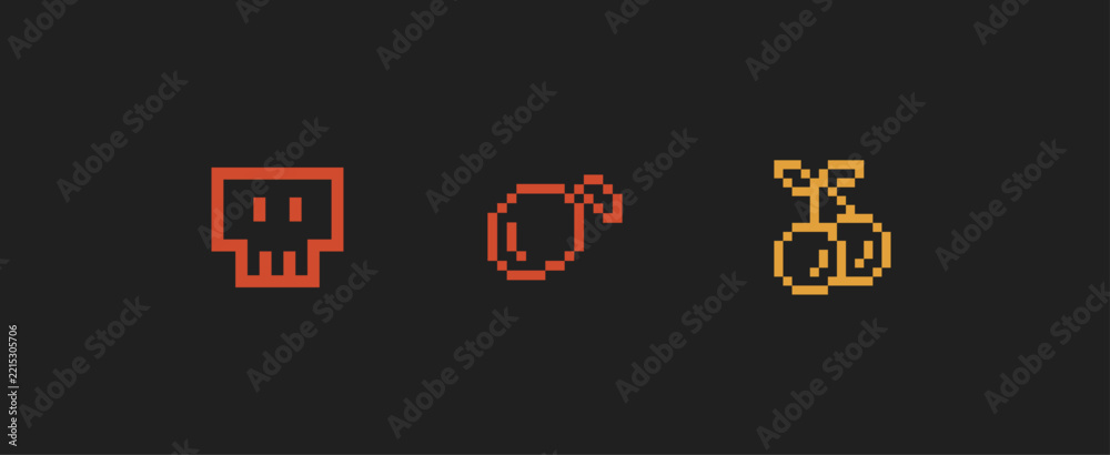 Fototapeta premium Pixel Art Interface Icon Bundle, Retro Gaming Vector Pack