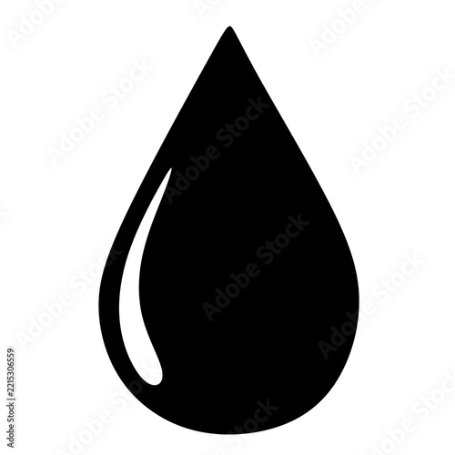 Black drop shape stands out sharply against plain white background. vector oil drop