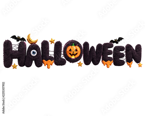 Playful, fluffy Halloween-themed pun on a white background