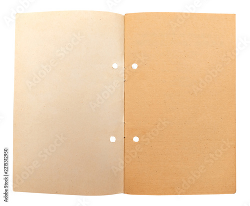 Old retro book on a white background. The unfolding of a yellowed book
