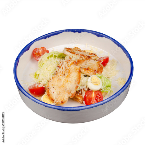 Gourmet Chicken Caesar Salad with Tomatoes and Eggs