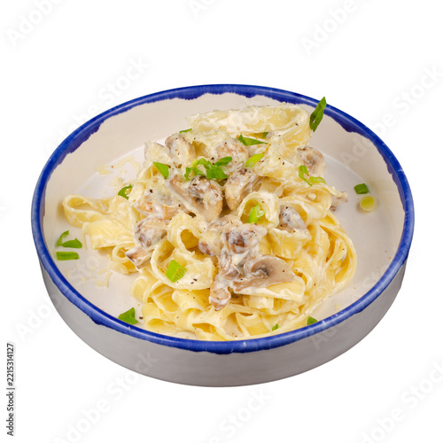 Gourmet Fettuccine Pasta with Mushrooms and Creamy Sauce