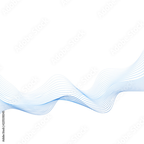 Abstract Blue Flowing Lines Vector Background with Minimalist Geometric Wave Design