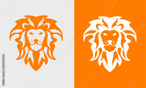Modern orange lion head mascot illustration representing power and leadership in business branding