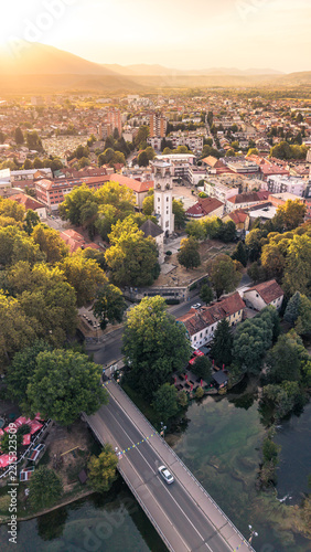 Aerial View of Bihać and the Una River in Bosnia and Herzegovina