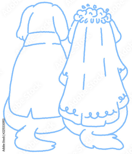 dogs wedding doodle illustration.