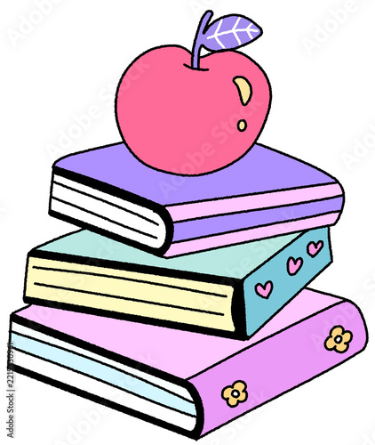 books and apple illustration