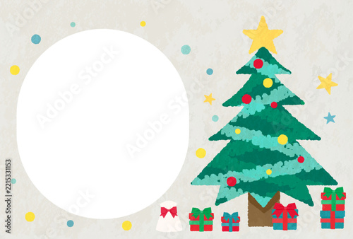 クリスマスツリーの背景イラストフレーム　ベクター素材
