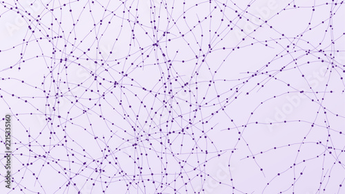 Purple wandering axon paths with dots on lavender