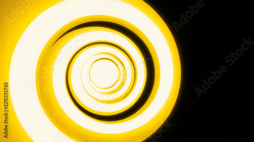 Recursive architectural sequence featuring bright yellow tunnels nesting infinitely into each other in an abstract setting