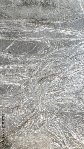 Natural ivy root marks on grey concrete wall