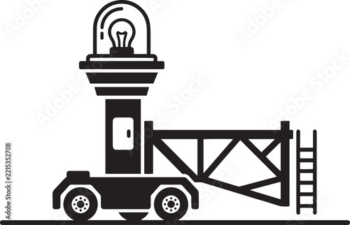 Airport Beacon Aeronautical Ground Light Truck Aviation Navigation Vector Icon