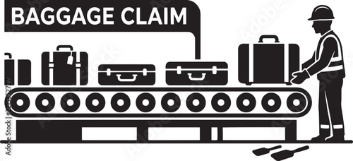 Airport Baggage Claim Luggage Conveyor Belt Passenger Arrival Vector Icon