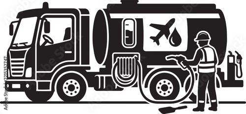 Aircraft Fuel Truck Airport Refueling Aviation Logistics Vector Icon