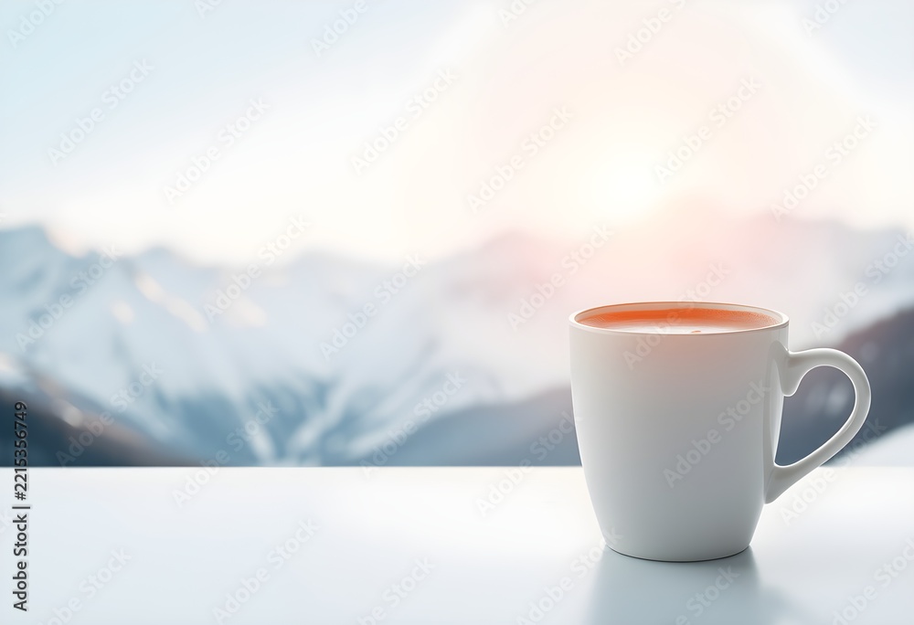 Fototapeta premium Morning Coffee with Mountain View