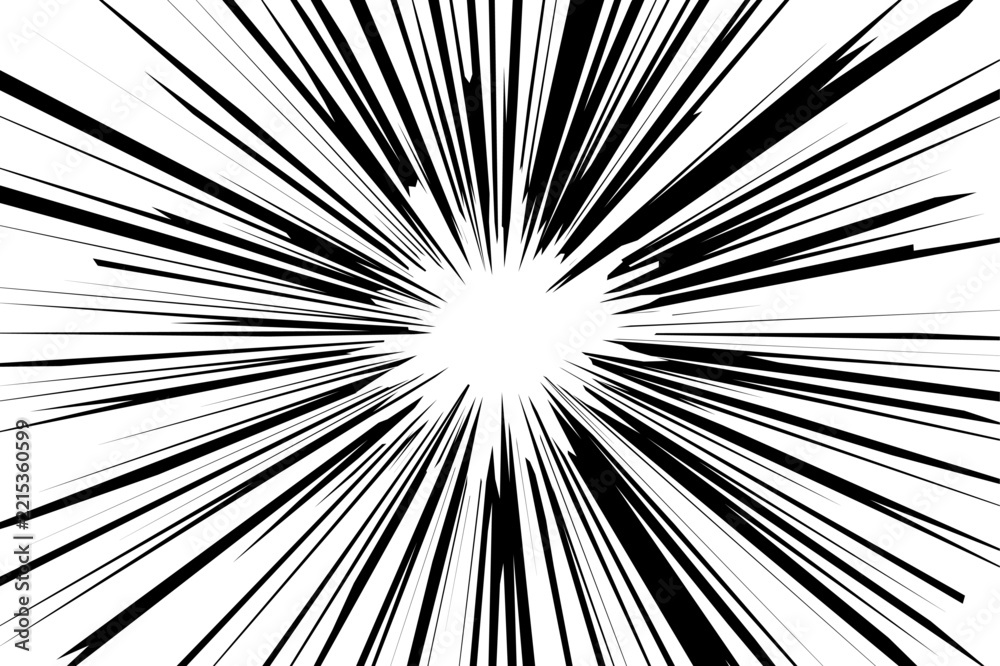 Fototapeta premium Make Manga Radial Burst dynamic black and white manga speed lines with a central focal point radiating outward for comic book action and dramatic effects Radial Burst