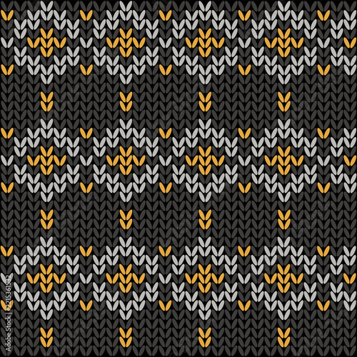 Charcoal grey seamless knitted wool diamond pattern vector