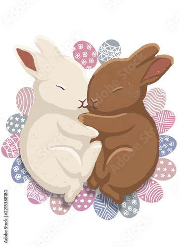 easter bunny with easter eggs