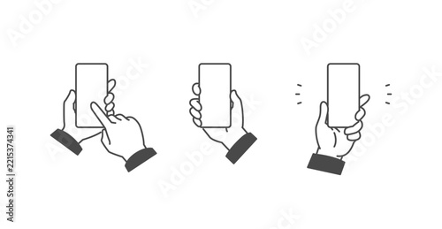 スマホを持つ手・スマホを操作する手のイラストセット
