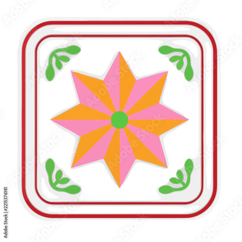 Decorative star floral motif with border
