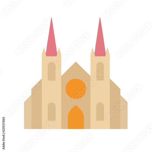 Flat illustration of a building with spires
