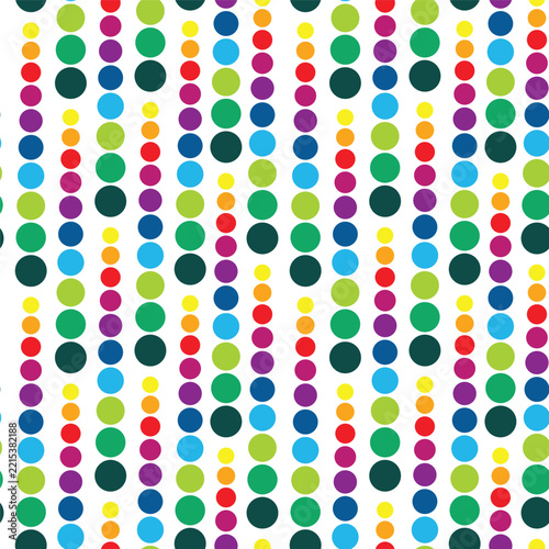 A cheerful and colorful seamless vector illustration featuring vertical rows of retro polka dots ideal for backgrounds and textiles.