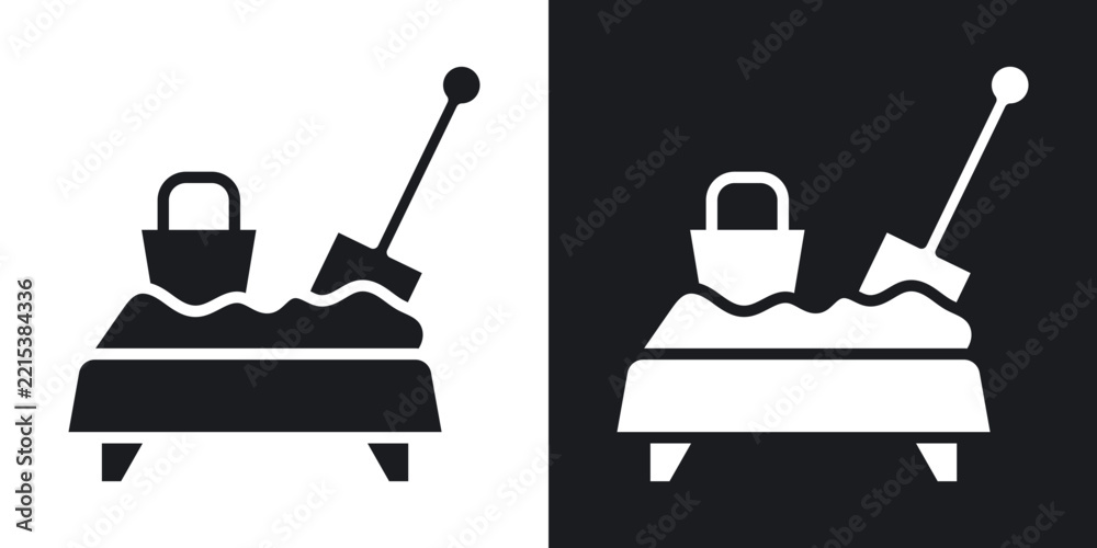 Fototapeta premium Sandbox icon flat outline in black