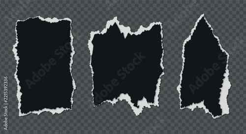 Realistic Torn Paper Sheets Collection with Jagged Edges and Rough Paper Texture
