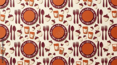 Autumn harvest themed paper cut background for Thanksgiving celebrations