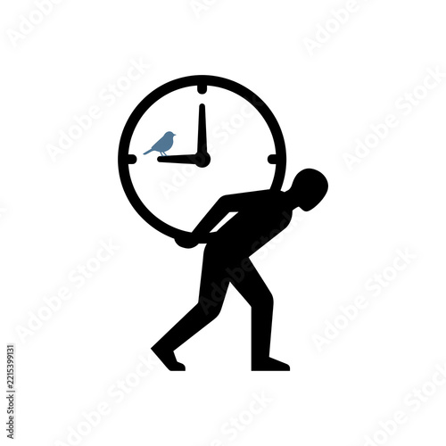 Man Carrying a Large Clock on Back, Time Management Concept