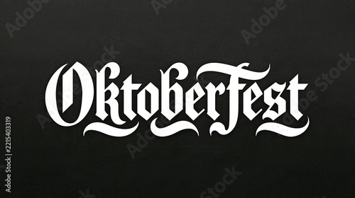 Oktoberfest Typography White Gothic Lettering on Black Background