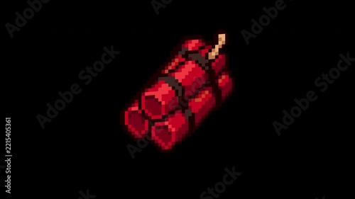 Pixel Art Dynamite Rotating 3D Animation
