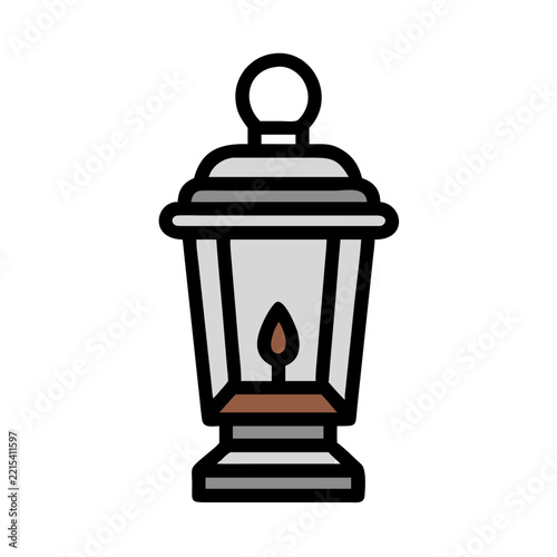 Garden lantern illustration in a minimalistic style with neutral colors
