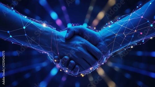Digital handshake representing business network connection
