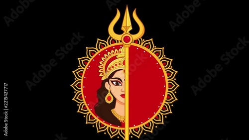 maa durga trishul navratri festival symbol alpha channel animation