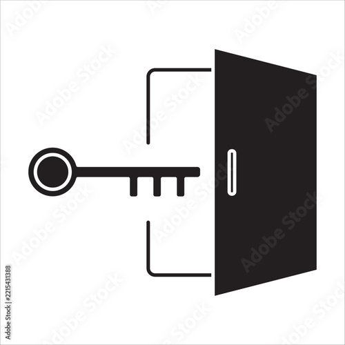 key the door icon. simple flat solid vector