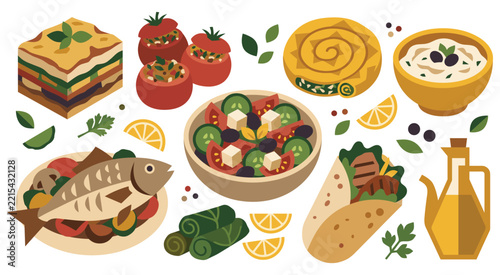 Middle eastern mediterranean food feast with fresh meal.