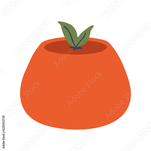 Tangerine Shaped Sugar Bowl in Flat Style.