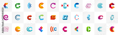 Set of letter C logo icon design template elements