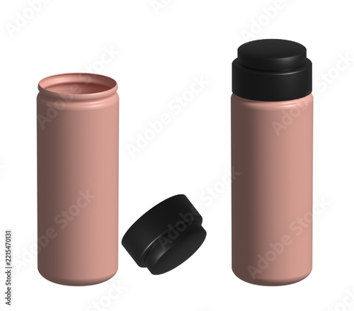 Modern pink reusable water bottle mockup created with professional 3d design software for product branding presentation